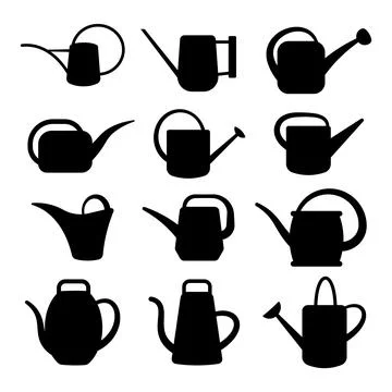 Set of Watering Can Silhouettes Vector Illustration Stock Illustration