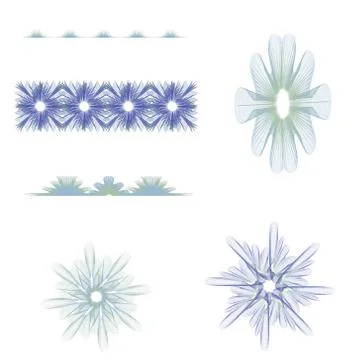 Set watermark, rosetta and frame . Guilloche  for background Stock Illustration