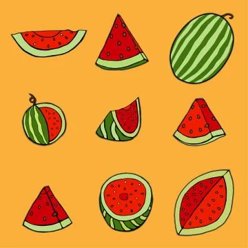 Set of watermelon Stock Illustration
