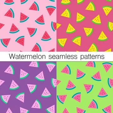 Set of watermelon seamless patterns Stock Illustration