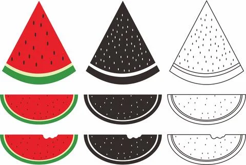 Set watermelon slice fruit vector Stock Illustration