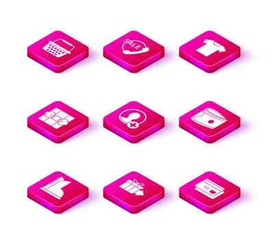 Set Waterproof rubber boot, Gift box, Create account screen, Credit card, Stacks Stock Illustration