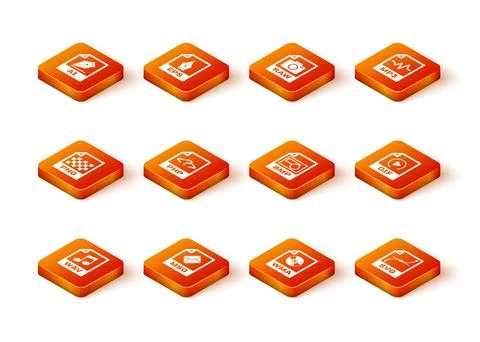 Set WAV file document, MSG, PNG, PHP, WMA and BMP icon. Vector Stock Illustration