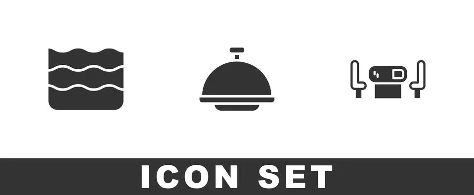 Set Wave, Covered with tray and Poker table icon. Vector Illustrazione stock