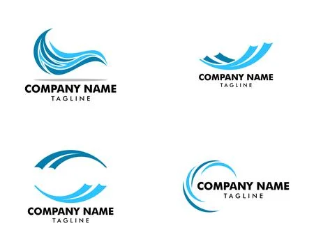 Set of Wave logo design vector template Stock Illustration