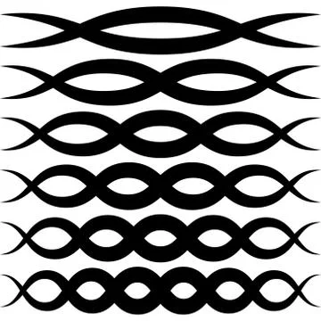 Set wave patterns for decoration, vector wave intersecting stripes macrame 스톡 일러스트