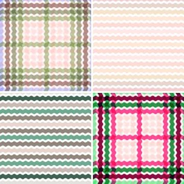 Set Wave, tartan gradient background, seamless pattern. Vector イラスト素材