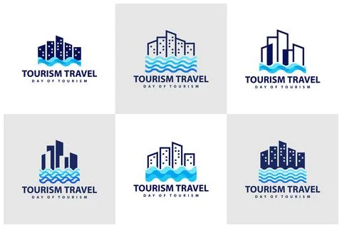 Set of Wave Water City logo vector template, Creative City Water Wave logo .. Stock Illustration