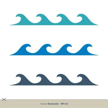 Set Wave Water Vector Logo Template Illustration Design. Vector EPS 10. Stock Illustration