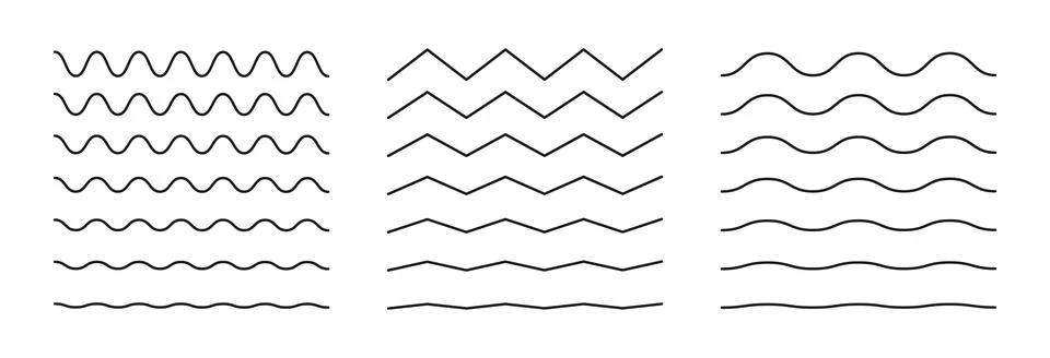 Set of waves line. Wavy lines set. Wave ornament pattern. Vector wavy and zigzag Illustrazione stock