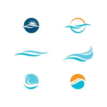 Set Waves Logo Template vector Stock Illustration
