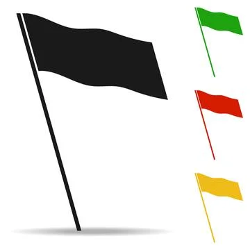 Set of waving flags in black green red and yellow colors vector illustration Stock Illustration