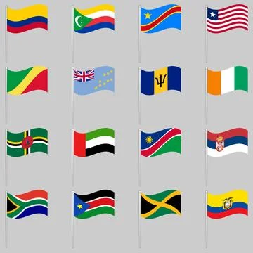 Set of waving flags Illustrazione stock