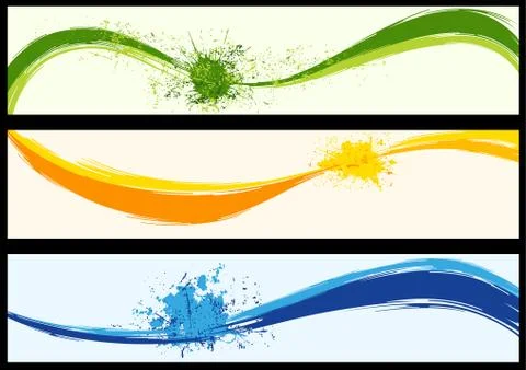 Set of Wavy Abstract Background Banners Stock Illustration