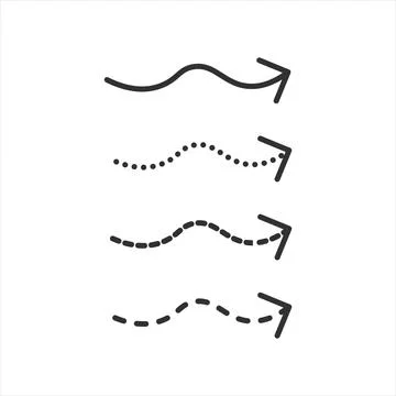 Set of wavy arrows in dashed dotted line style ready for your text. Stock Vector Stock Illustration