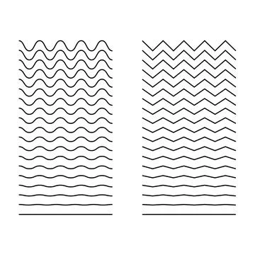 Set of wavy, curvy, zigzag horizontal lines. Vector simple new design element Stock Illustration