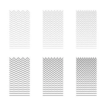 Set of wavy, curvy, zigzag horizontal lines. Vector simple new design element Stockillustratie