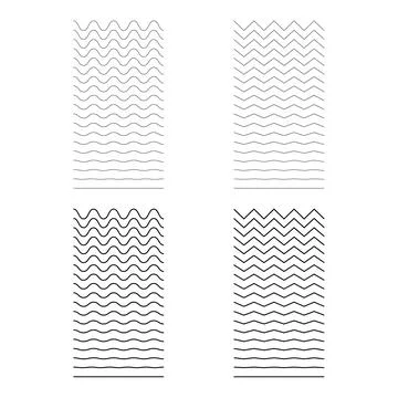 Set of wavy, curvy, zigzag horizontal lines. Vector simple new design element Stockillustratie