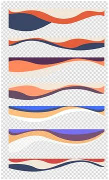 Set wavy design element. Decor for brochure, banner, flyer. Fluid, color wave Stock Illustration