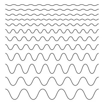 Set of wavy horizontal lines. Vector design element isolated on white background Stock Illustration