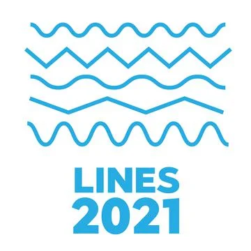 Set of wavy horizontal thin and thick lines. Waves outline icon. Wave thin li Stock Illustration