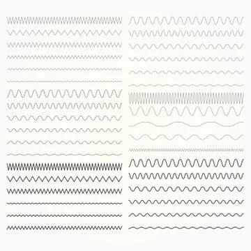 Set of wavy lines  - zigzag and squiggly borders collection Stock Illustration