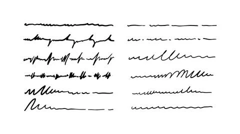Set of wavy scribble underlines by pen, pencil scribble, outline hand drawi.. イラスト素材