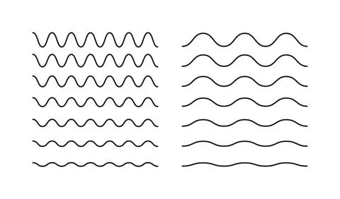 Set of wavy vector lines. Zigzag and wavy horizontal underline. Waves lines set Stock Illustration