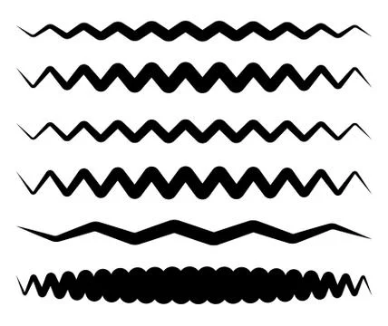 Set of wavy, zigzag horizontal lines, dividers. Stock Illustration