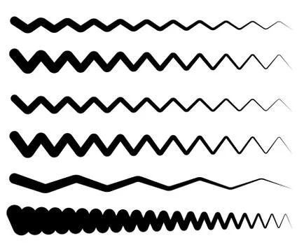 Set of wavy, zigzag horizontal lines, dividers. Stock Illustration