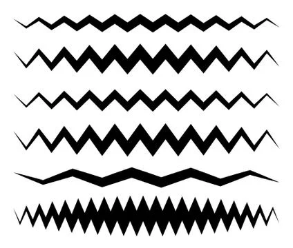 Set of wavy, zigzag horizontal lines, dividers. Stock Illustration