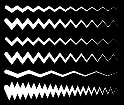 Set of wavy, zigzag horizontal lines, dividers. Illustrazione stock