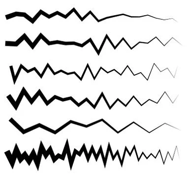 Set of wavy, zigzag horizontal lines, dividers. Stock Illustration