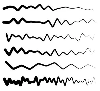 Set of wavy, zigzag horizontal lines, dividers. Stock Illustration