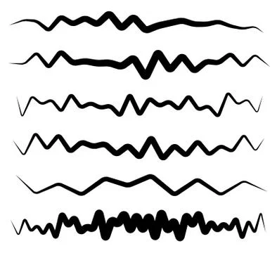 Set of wavy, zigzag horizontal lines, dividers. 스톡 일러스트