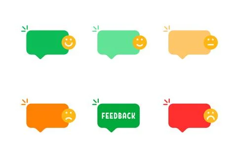 Set of we want your feedback color bubbles Stock Illustration