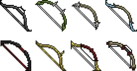 Set of weapon icons in pixel style Stock Illustration