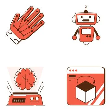 Set of Wearable Technology Flat Icons Stock Illustration