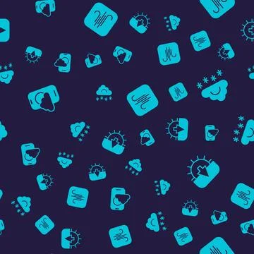 Set Weather forecast app, Cloud with snow, Wind and Sunset on seamless pattern Stock Illustration