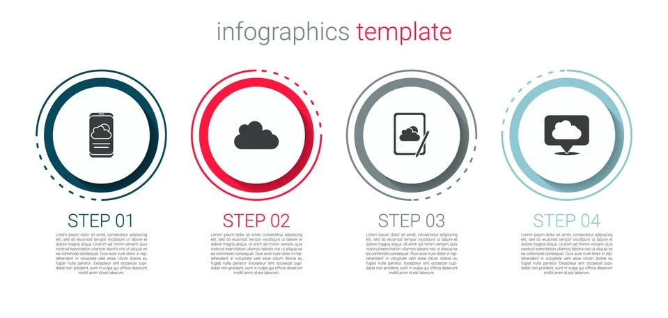 Set Weather forecast, Cloud, and Location cloud. Business infographic template Stock Illustration