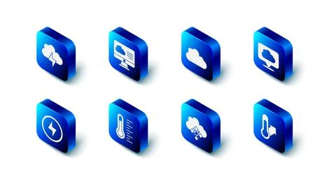 Set Weather forecast, Cloud, Location cloud, Meteorology thermometer, with snow Illustrazione stock