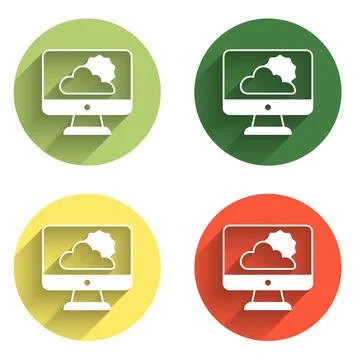Set Weather forecast icon isolated with long shadow background. Color circl.. Stock Illustration
