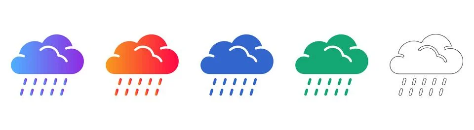 Set of Weather Forecast Rain Cloud Icons Stockillustratie