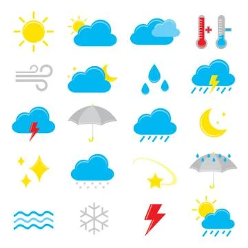 Set of weather icon element Vector.	 Stock Illustration