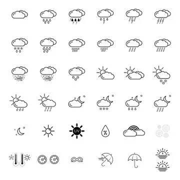 Set with weather icons Illustrazione stock