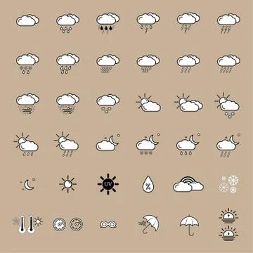 Set with weather icons 스톡 일러스트