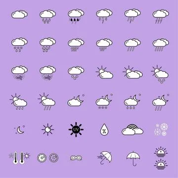 Set with weather icons Illustrazione stock