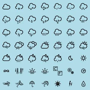 Set with weather icons 스톡 일러스트
