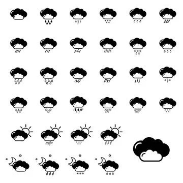 Set with weather icons 스톡 일러스트