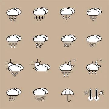 Set with weather icons 스톡 일러스트